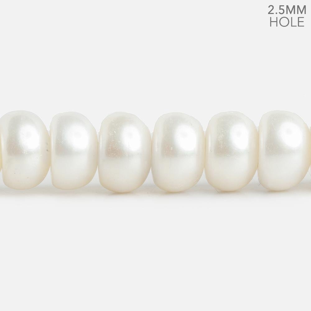  9.5-10mm Off White 2.5mm Large Hole Button Freshwater Pearls 30 pieces 
