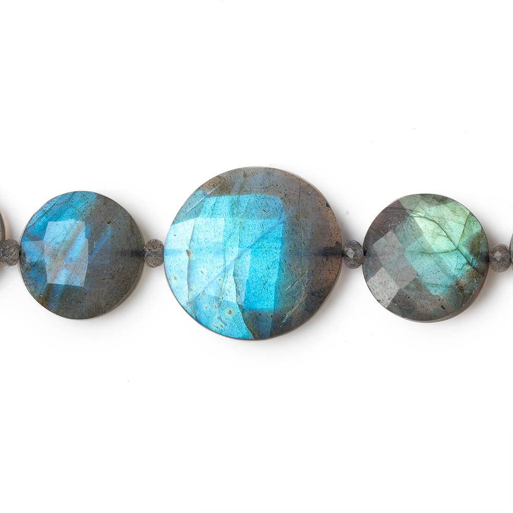  12-20mm Labradorite Faceted Coin Beads 16 inch 23 pieces AA 