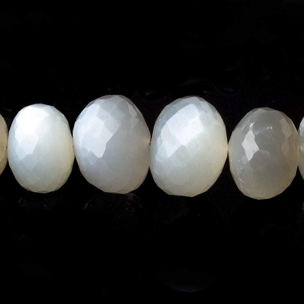  9mm - 16.5mm Sage Moonstone faceted rondelles 16 inch 47 beads A 