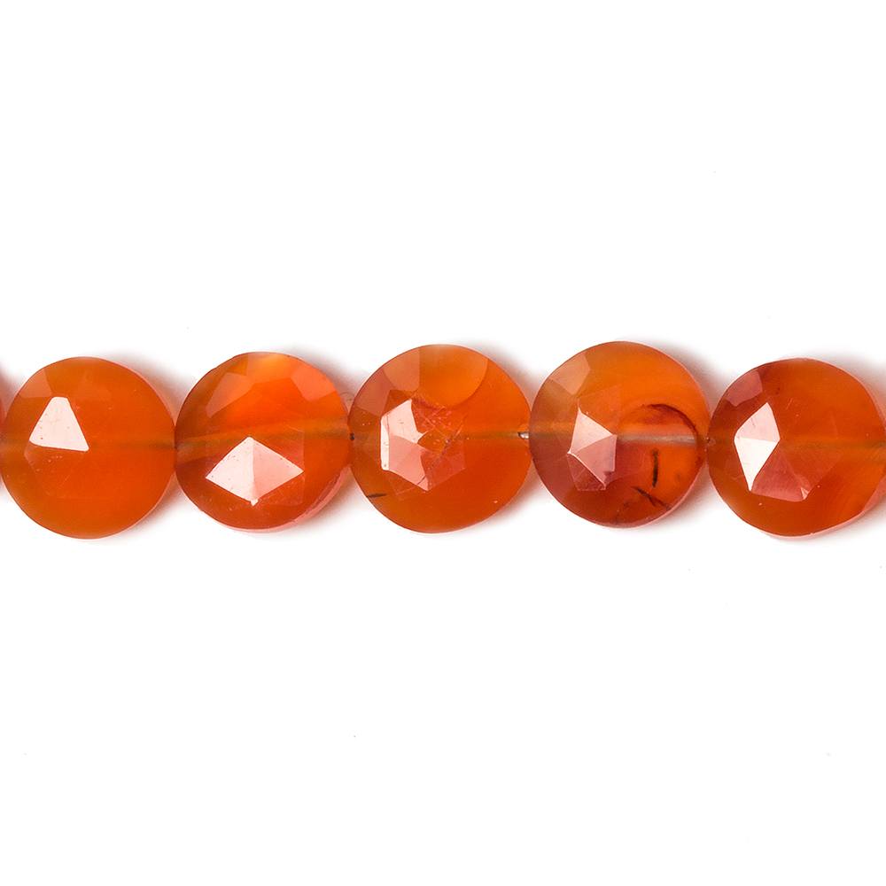  9mm Carnelian faceted coin beads 8 inch 23 pieces 