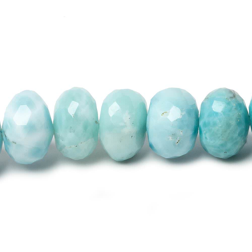  9mm Larimar faceted rondelle beads 13.5 inch 52 pieces 