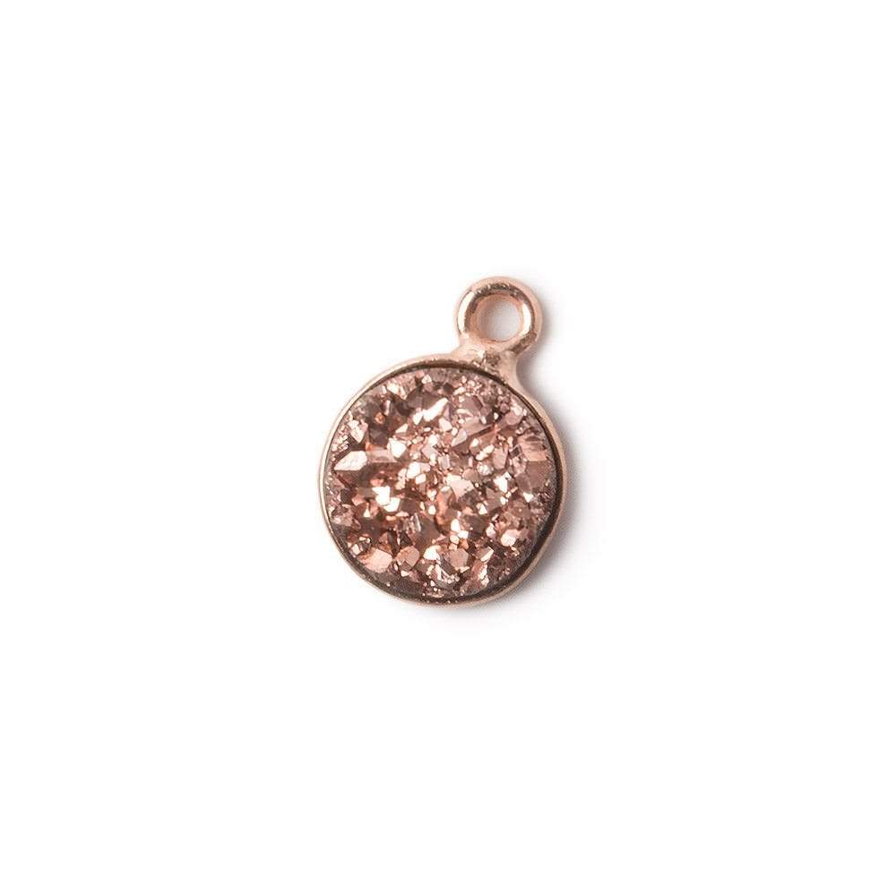  9mm Rose Gold Bezel Metallic Rose Drusy Coin Pendant 1 piece 