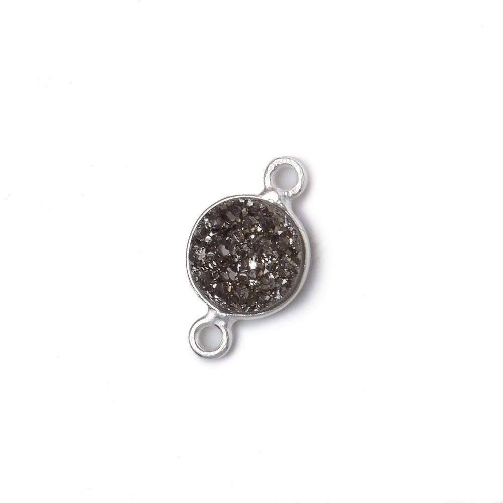  9mm Silver .925 Bezel Metallic Platinum Drusy Coin Connector 1 piece 