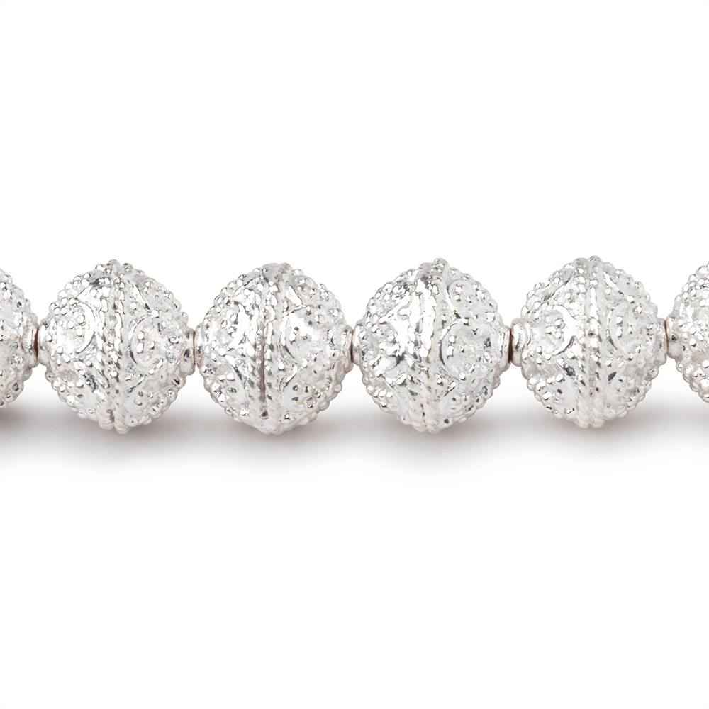  9mm Sterling Silver plated Copper Moroccan Round 8 inch 26 Beads 