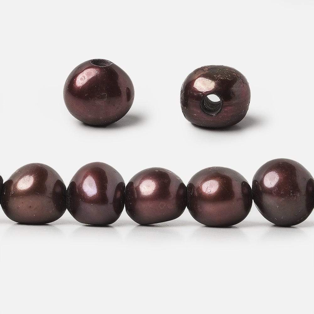  9mm Strawberry Chocolate Baroque 2.5mm large hole Pearls 15 in. 44 pcs 