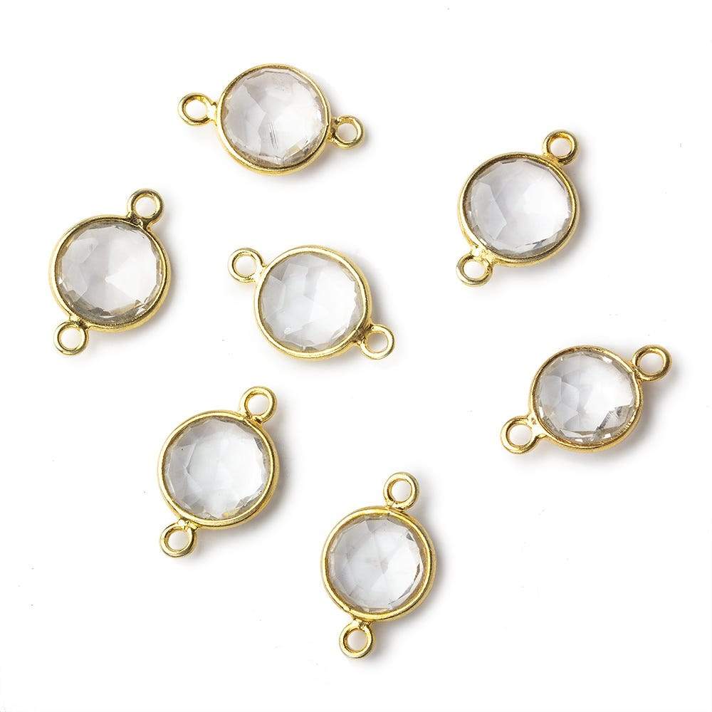  9mm Vermeil Bezel Crystal Quartz faceted coin Connector 1 focal bead 