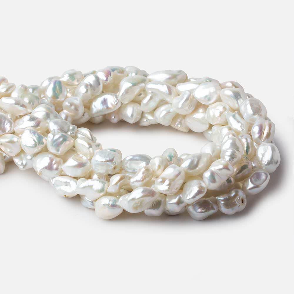  9x11-11x16mm White Keshi straight drilled Freshwater Pearls 16 inch 33 pieces A 