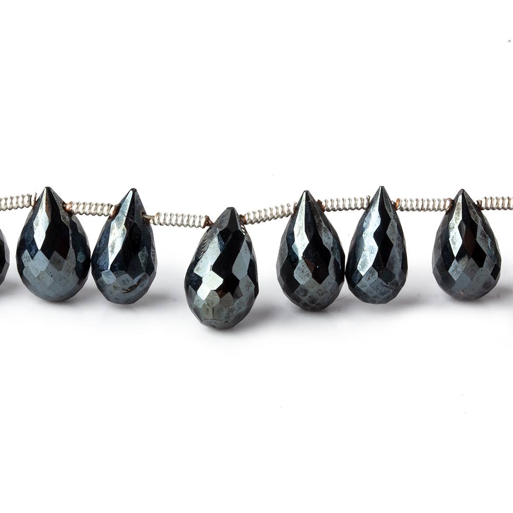  9x5-11x7mm Metallic Black Spinel Tear Drops 8 inch 30 beads 