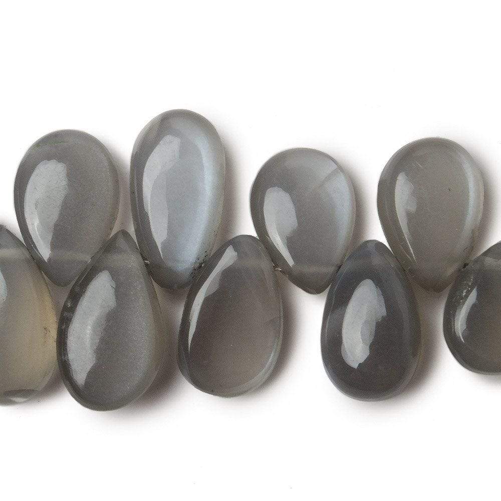  9x6-12x7mm Platinum Grey Moonstone Plain Pear Beads 8 inch 59 pieces 