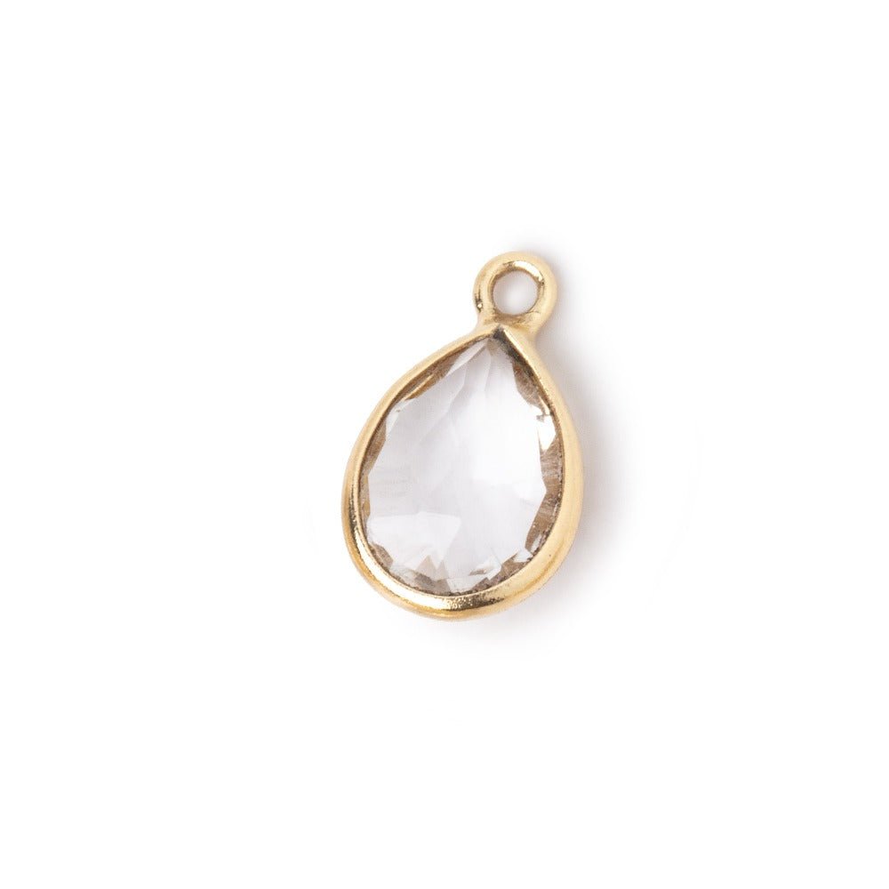  9x7-10x8mm Vermeil Bezel Crystal Quartz faceted pear Pendant 1 focal bead 