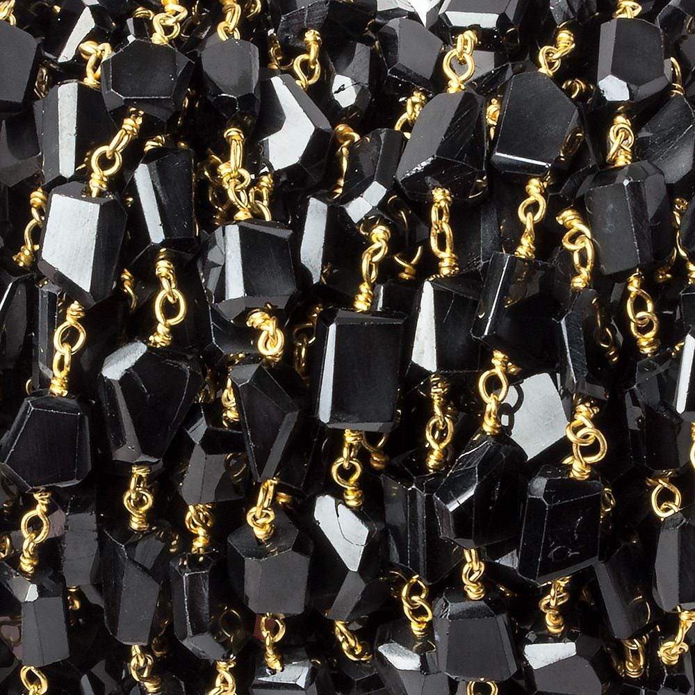  9x7mm Black Spinel faceted nugget Vermeil Chain by the foot 22 pieces 