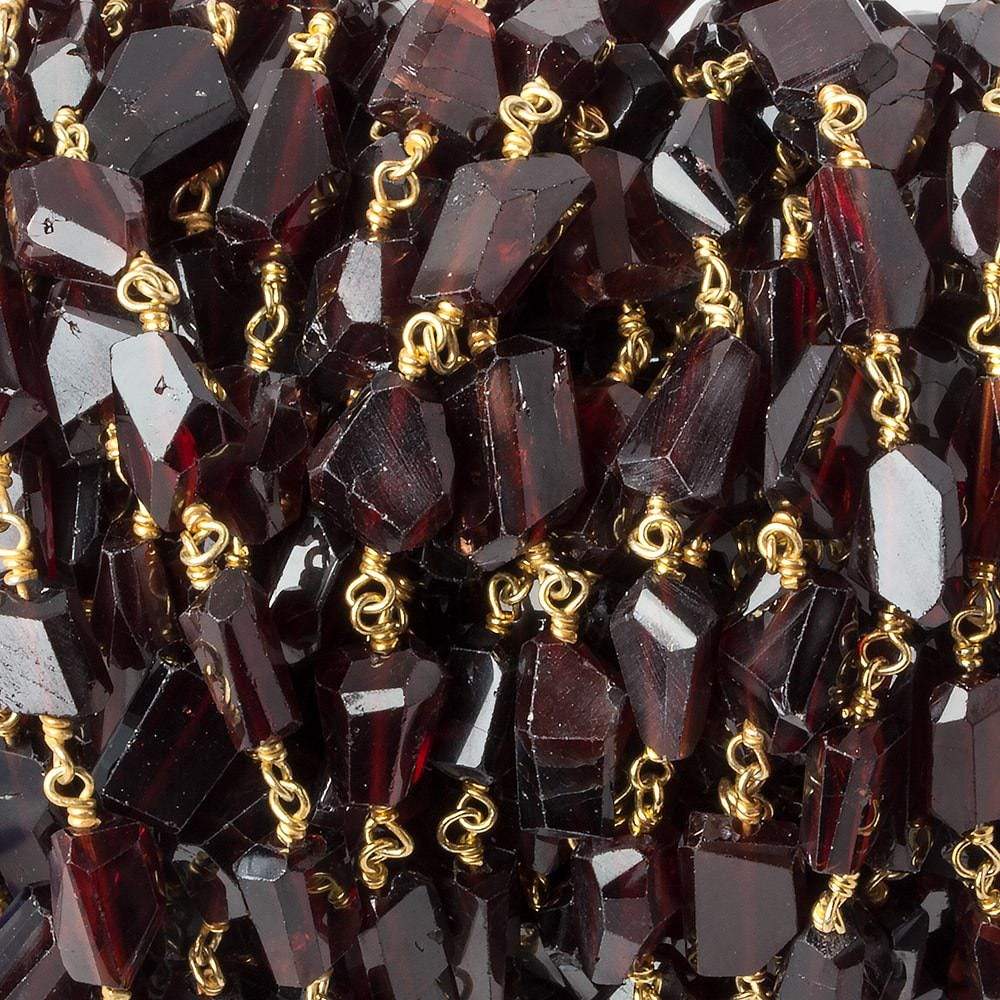  9x7mm Garnet Faceted Nuggets on Vermeil Chain 
