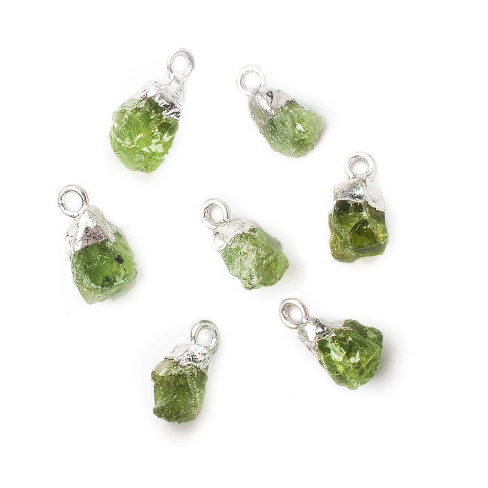  9x7mm Silver Leafed Peridot Natural Crystal Focal Pendant 1 piece 