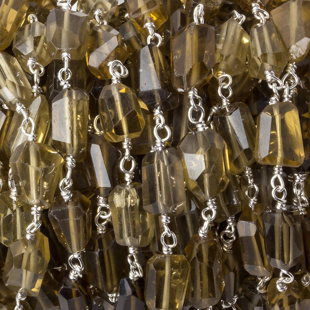  9x7mm Whiskey Quartz faceted nugget .925 Silver Chain by the foot 22 pieces 