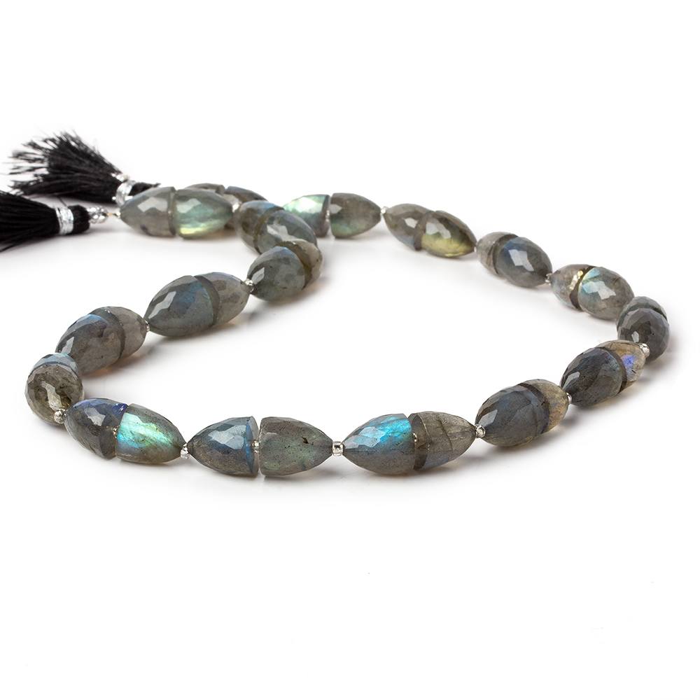  9x8-11x10mm Labradorite Faceted Cones 15.5 inch 34 beads AA 1mm drill hole 