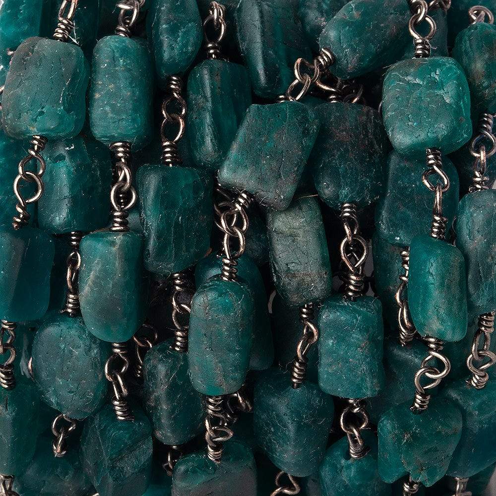  9x8-11x8mm Matte Apatite plain rectangle Black Gold plated Chain by the foot 