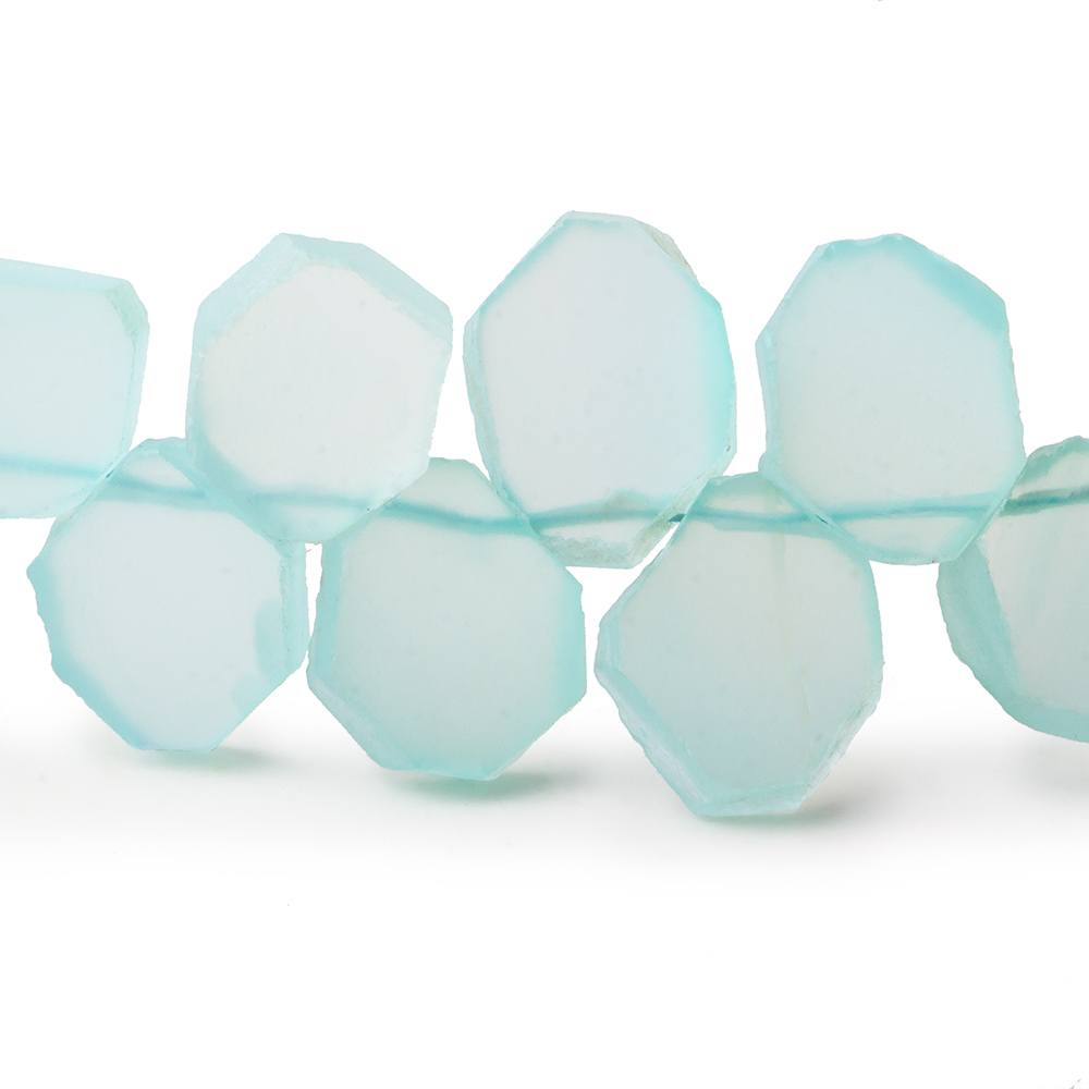  9x8-12x7mm Seafoam Blue Chalcedony top drilled plain nugget 8 inch 28 beads 