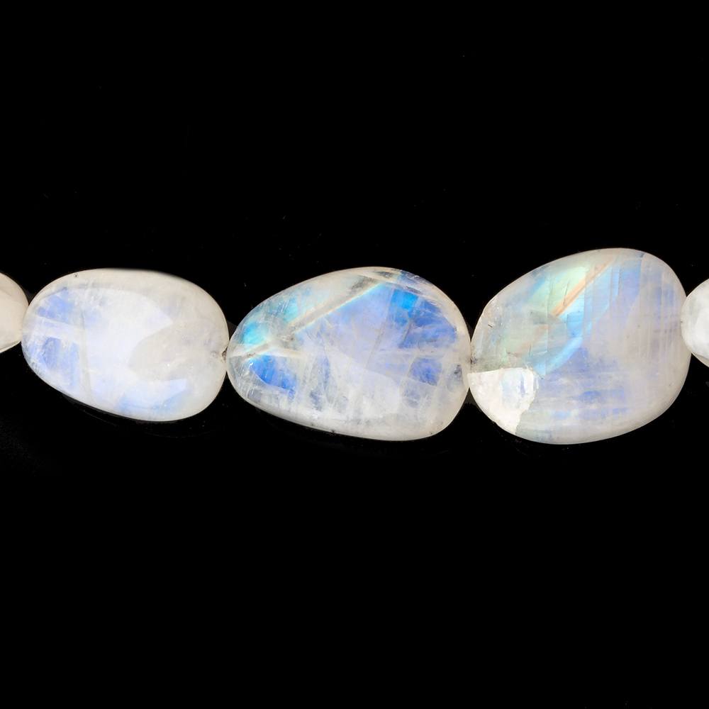  10x7-20x15mm Rainbow Moonstone carved nugget beads 19 inch 37 pieces A 
