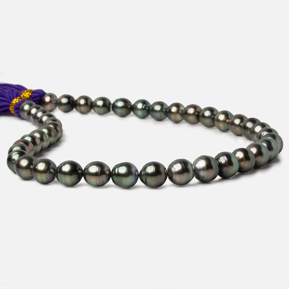  9x9-10x11mm Peacock Tahitian Round Saltwater Pearls 16 inch 40 pieces A 