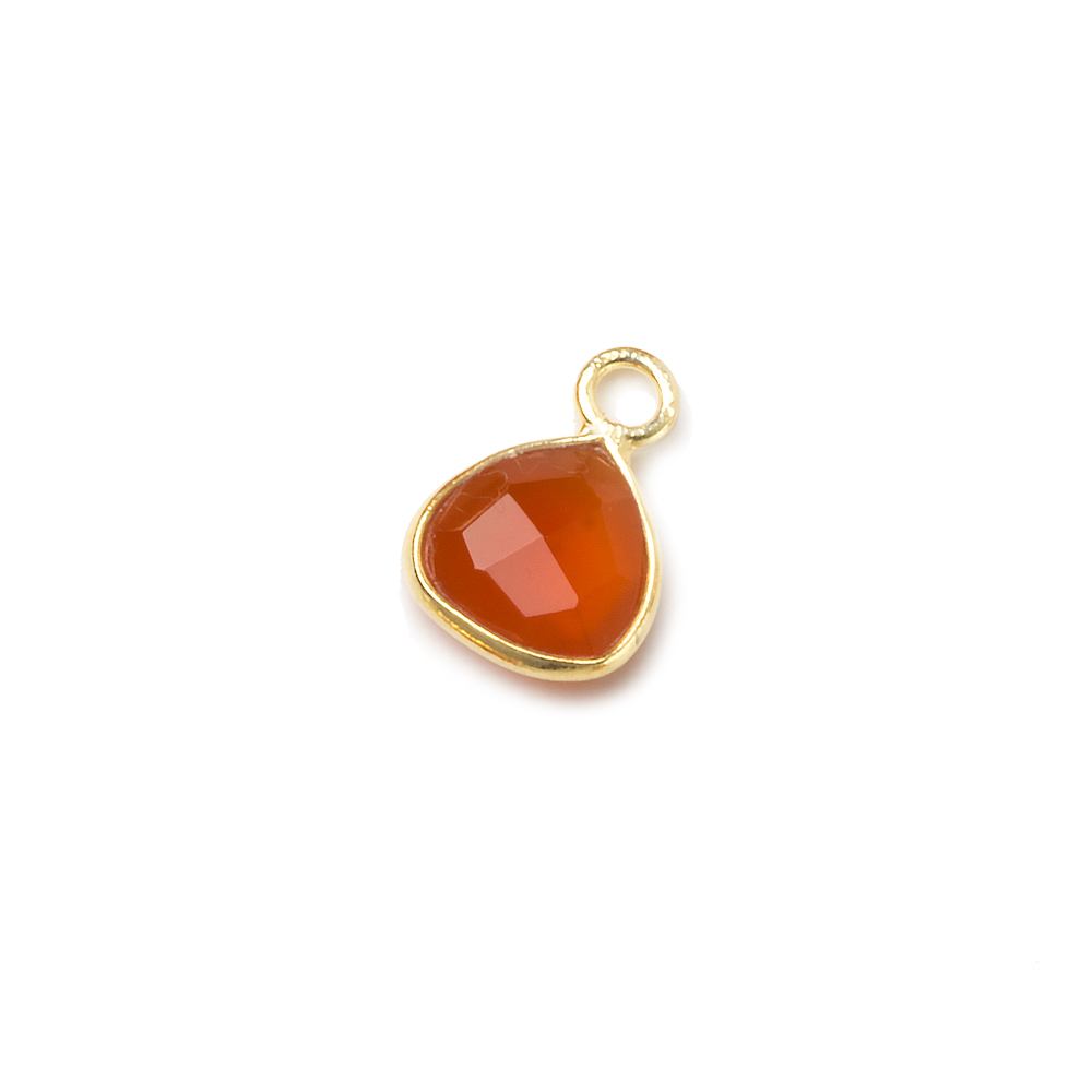  9x9mm Vermeil Bezeled Orange Chalcedony Triangle Pendant 1 piece 