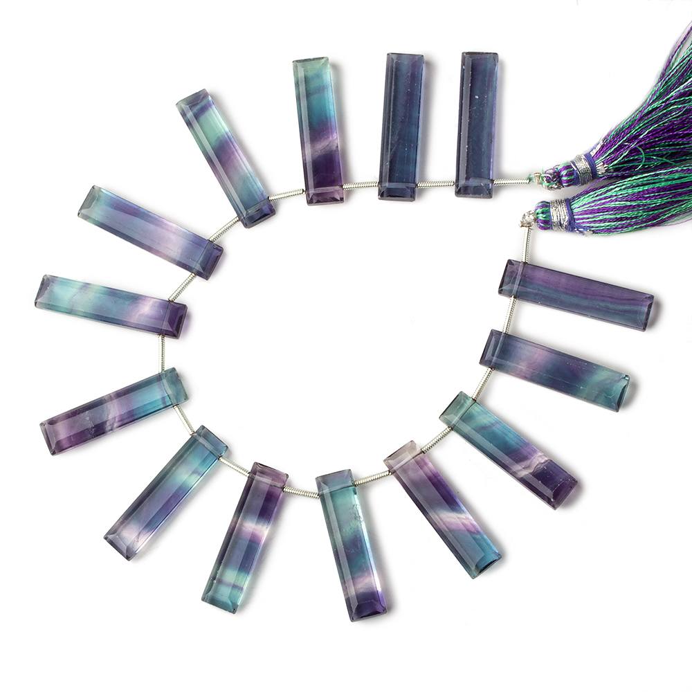  Banded Flourite emerald cut rectangle bars 14 beads 7 inch 28x7x5mm average AAA 