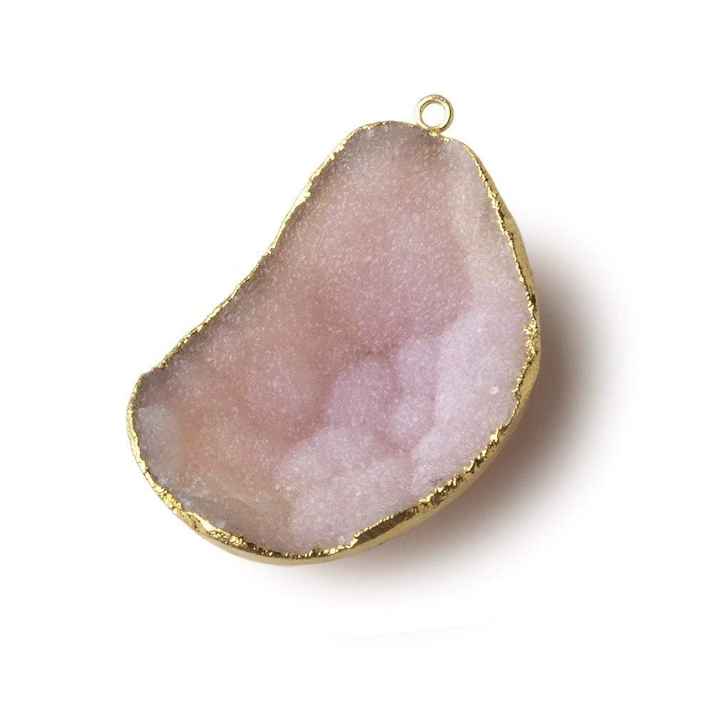  Gold Leafed Lilac Pink Concave Drusy Pendant 1 focal bead 40x29x12mm A Grade 