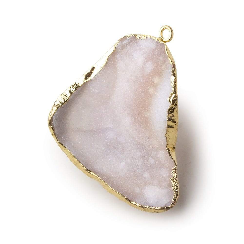  Gold Leafed Pink Drift Concave Drusy Pendant 1 focal bead 31x31x10mm A Grade 