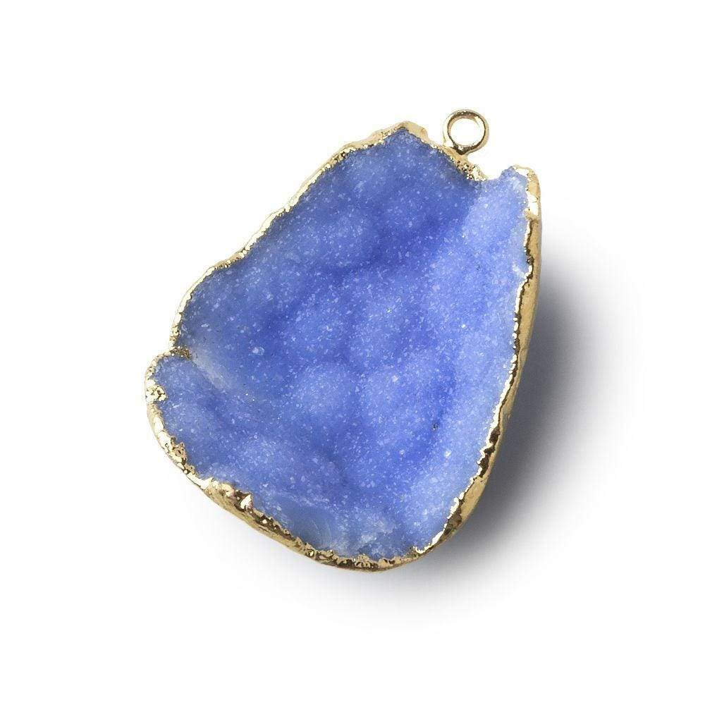  Gold Leafed Santorini Blue Concave Drusy Pendant 1 focal bead 34x26x11mm A Grade 