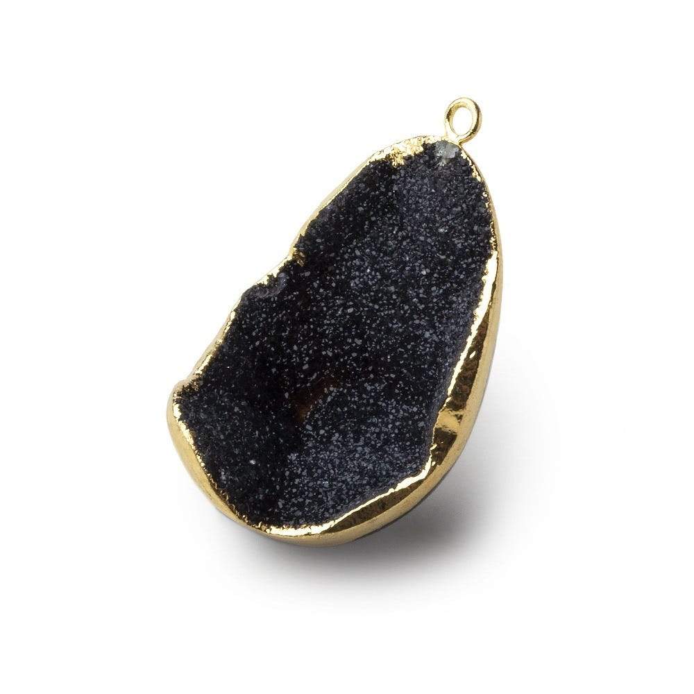  Gold Leafed Shimm A Gradeering Black Concave Drusy Pendant 1 focal bead 33x23x16mm A Grade 