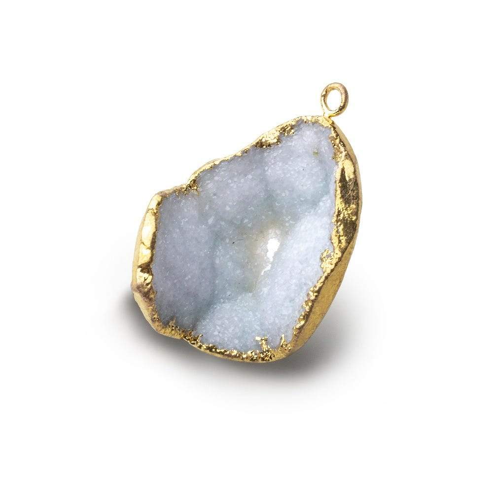  Gold Leafed Snow Crevasse White Concave Drusy Pendant 1 focal bead 27x21x13mm A Grade 