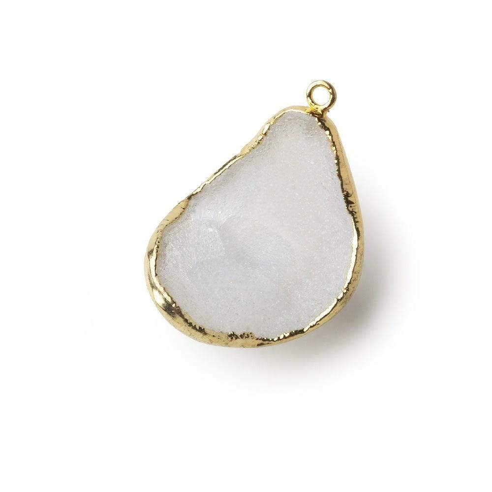  Gold Leafed Translucent White Concave Drusy Pendant 1 focal bead 29x22x19mm A Grade 