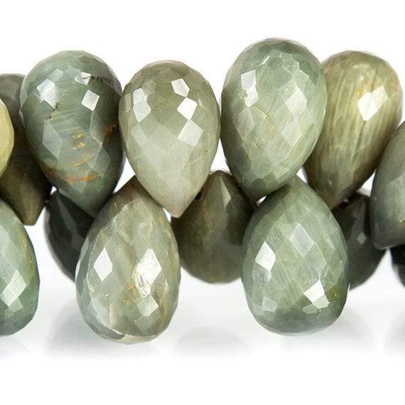  Green Cat's Eye Quartz Faceted Tear Drop Briolette Beads 