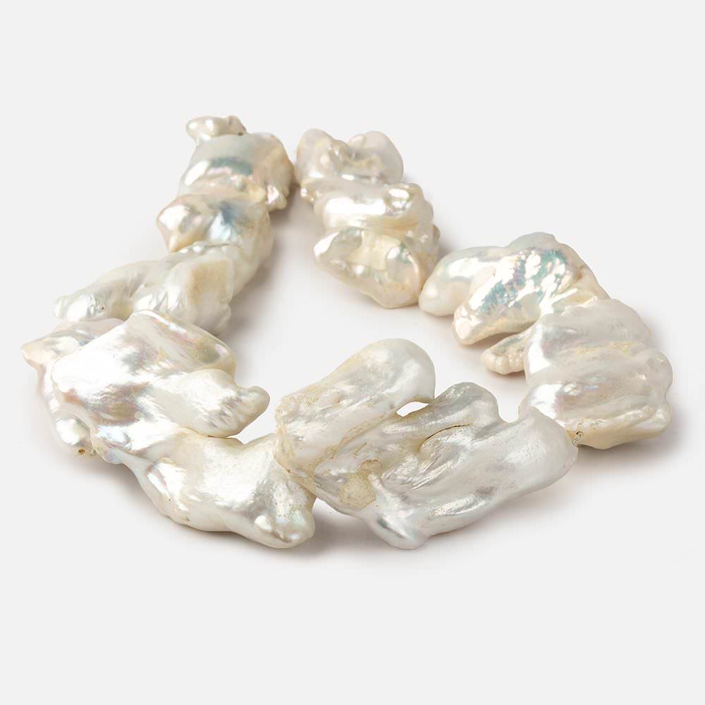  Off White Souffle Straight Drilled Baroque Freshwater Pearls 15.5 inch 10 beads 30x22-53x30mm 