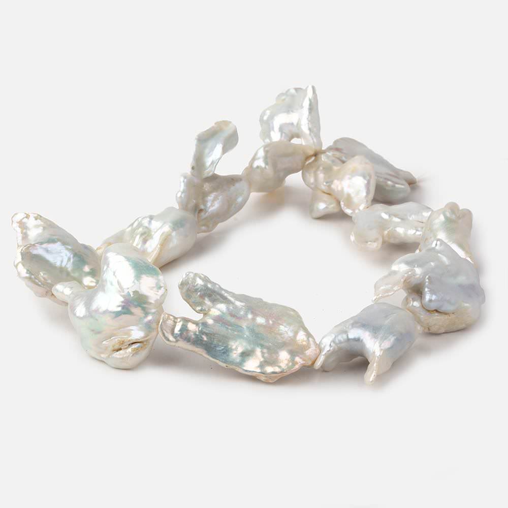  Off White Souffle Straight Drilled Baroque Freshwater Pearls 16 inch 13 beads 25x23-40x28mm 