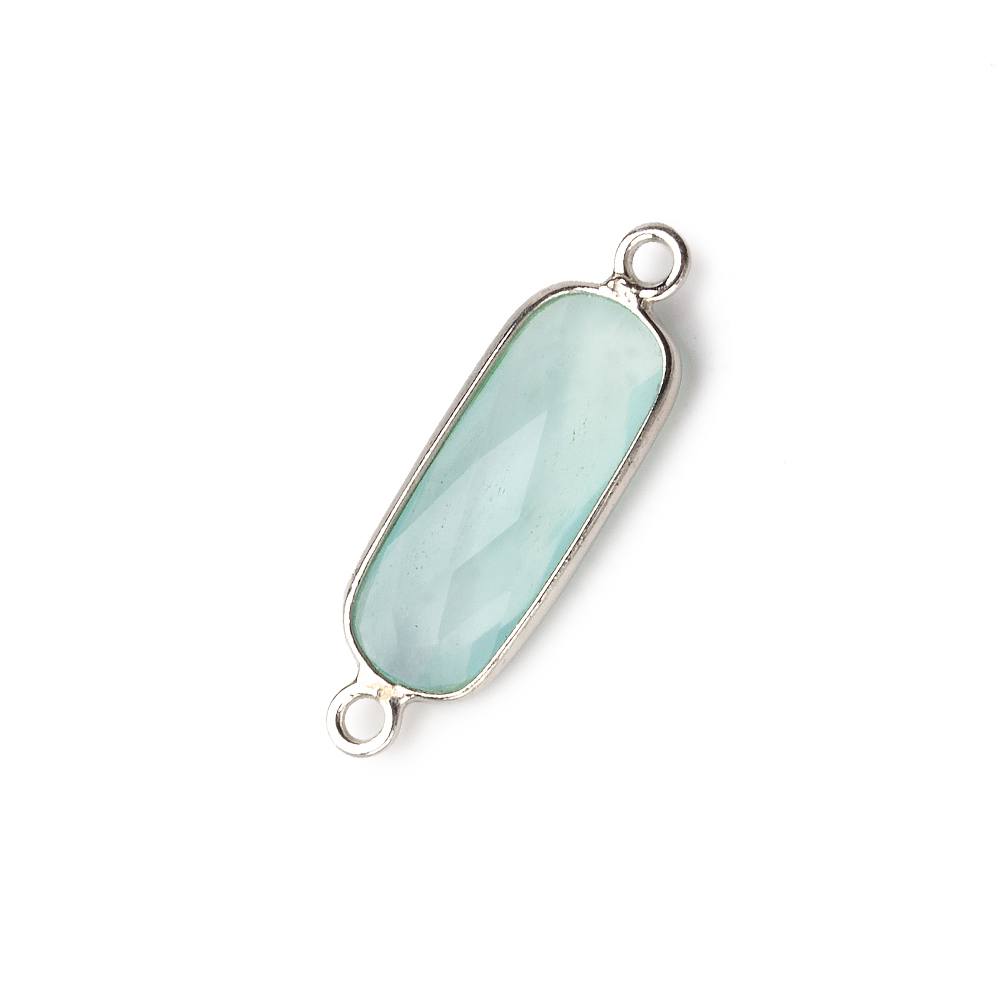  Silver .925 Bezeled Seafoam Green Chalcedony oval Connector focal 