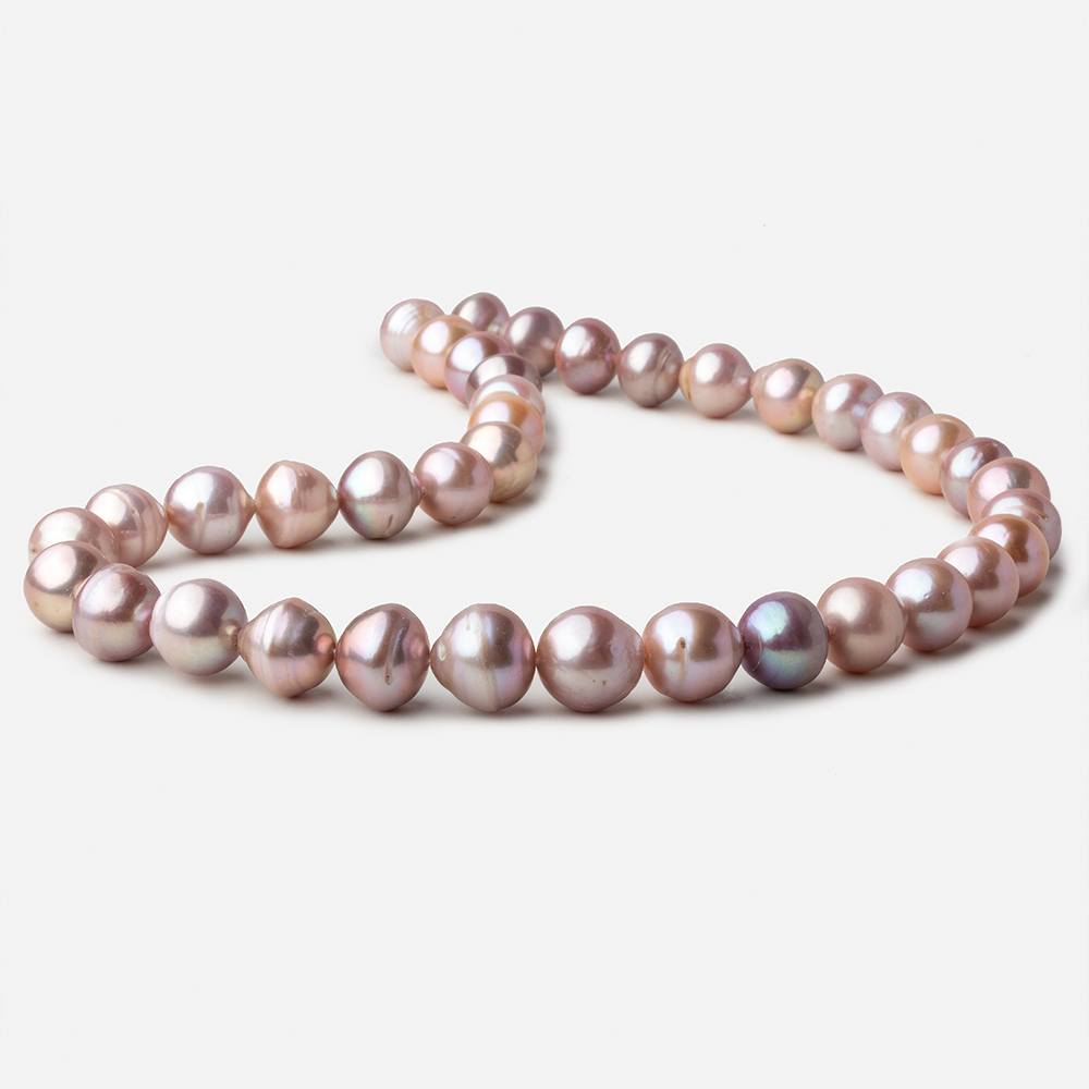  Tri Color Baroque straight drilled Freshwater Pearls 16 inch 38 pearls 11mm 12mm A 