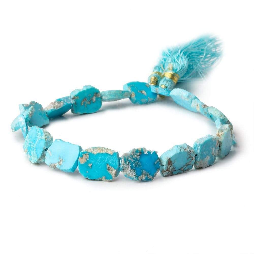  Turquoise plain slice freeform beads 8 inch 19 pieces 10x8-11x9mm 