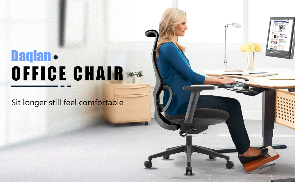 VOFFOV® Ergonomic Black Office Chair with Lumbar Support