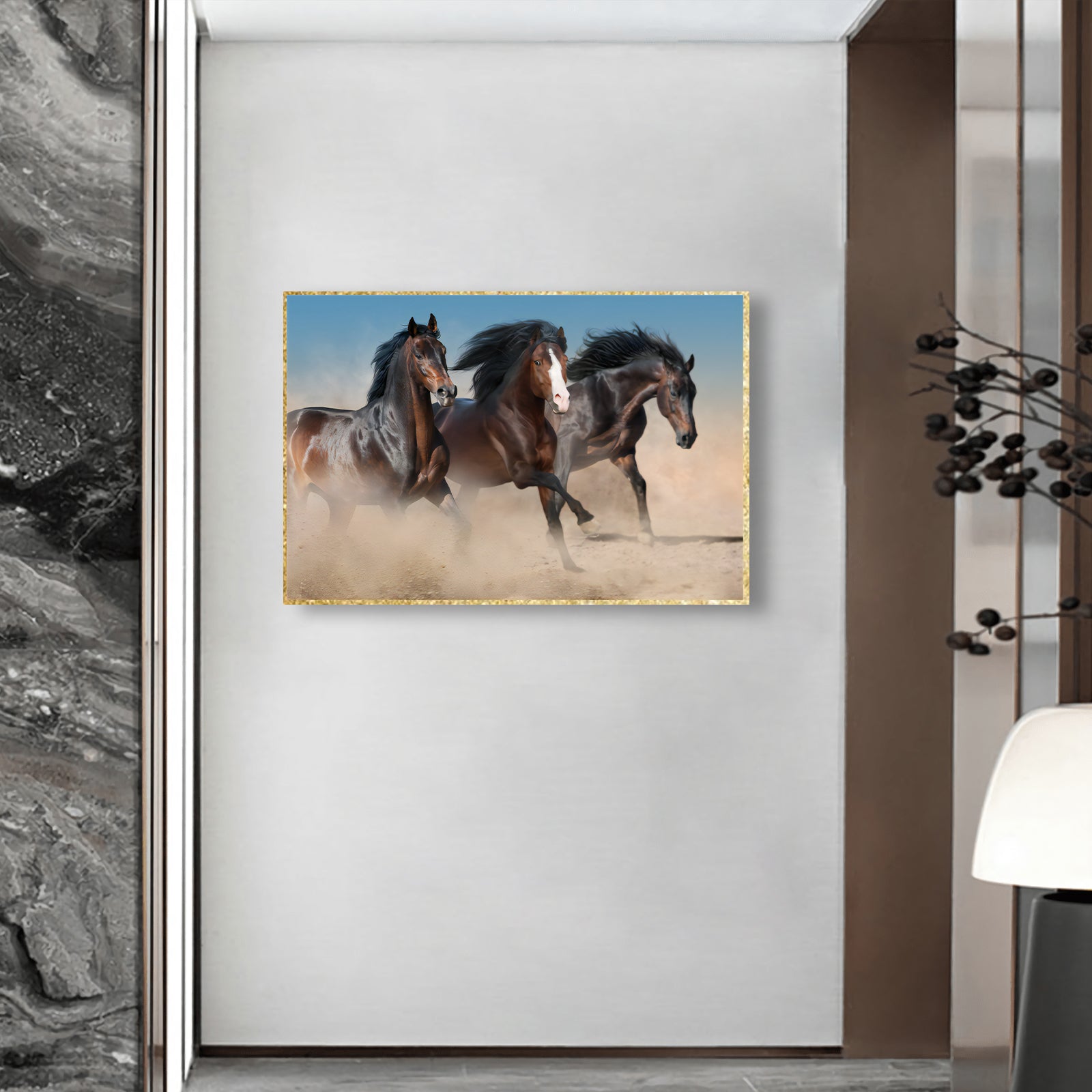VOFFOV® 3 Brown Horse Modern Canvas Wall Decoration Print