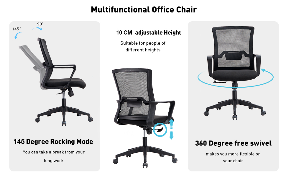 VOFFOV® Sliding Base Black Mesh Task Chair