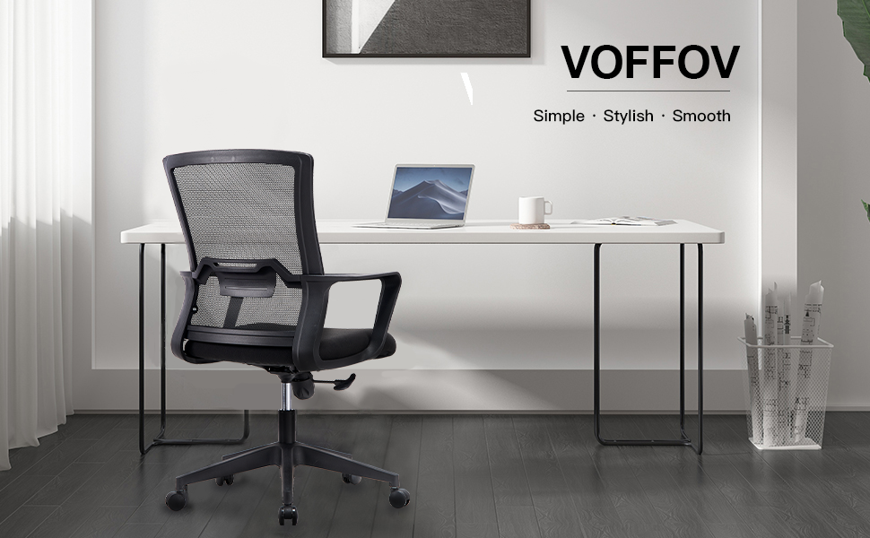 VOFFOV® Sliding Base Black Mesh Task Chair