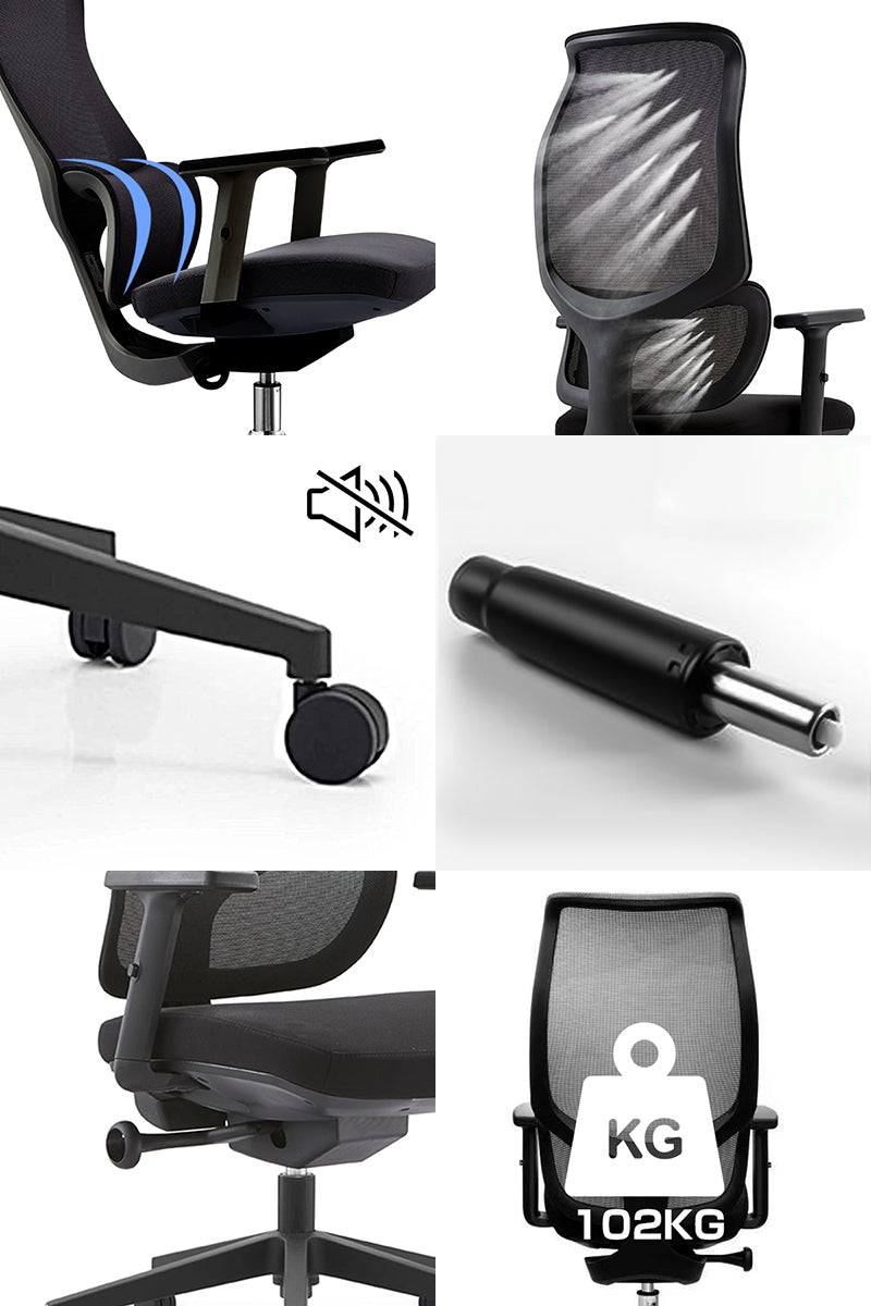 VOFFOV® Ergonomic Black Office Chair with Lumbar Support