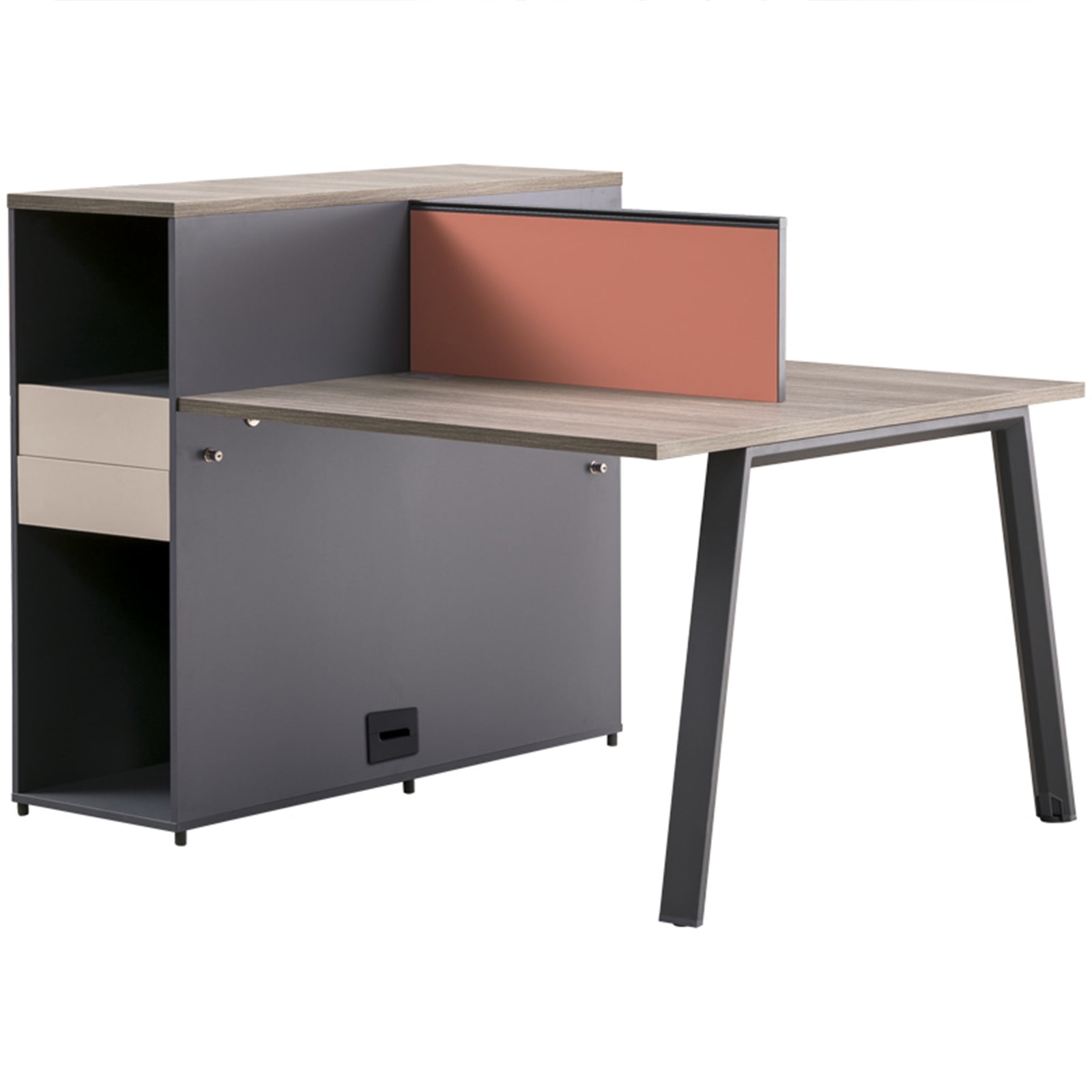 VOFFOV® 64 Inch Two Person Desk, Office Computer Desk with File Drawer Double Desk for Business Office