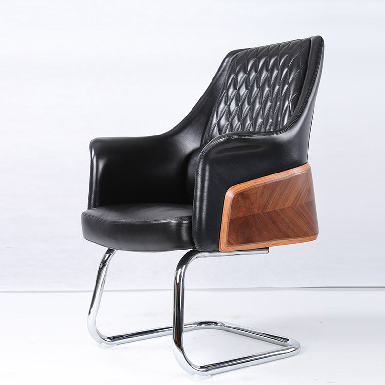 Mid-Back Bentwood Office Computer Chair PU Leather Office Furniture