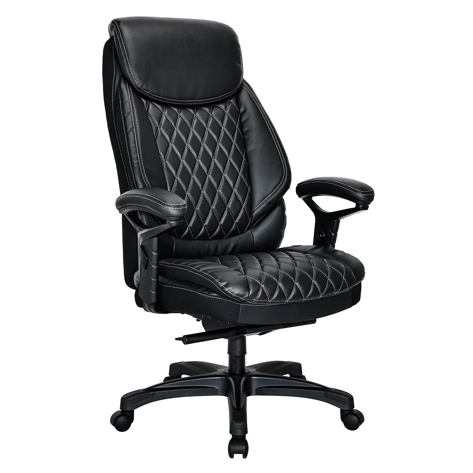 VOFFOV® Big & Tall Executive Office Chair High Back All Day Comfort Ergonomic Lumbar Support, Bonded Leather, Black