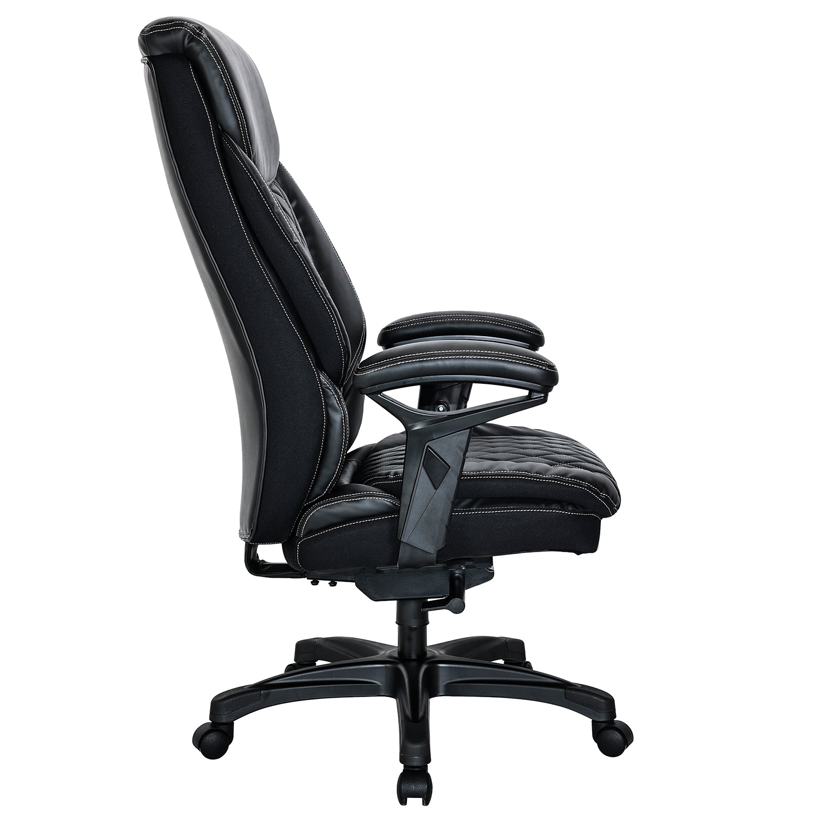 VOFFOV® Big & Tall Executive Office Chair High Back All Day Comfort Ergonomic Lumbar Support, Bonded Leather, Black