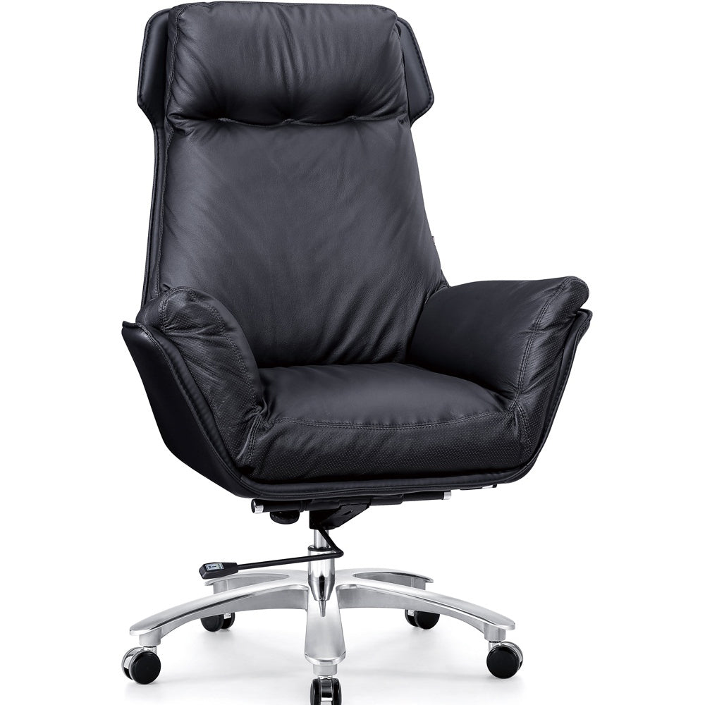 VOFFOV® Padded Executive Chair, Upholstered Office Accent Chair, Modern Designed, Black