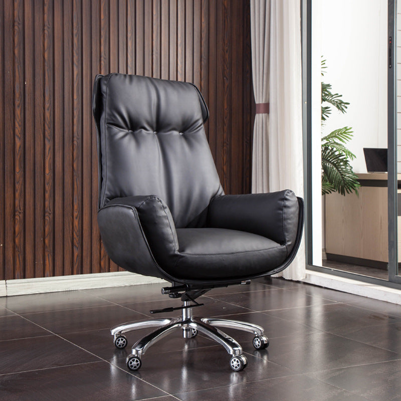 VOFFOV® Padded Executive Chair, Upholstered Office Accent Chair, Modern Designed, Black