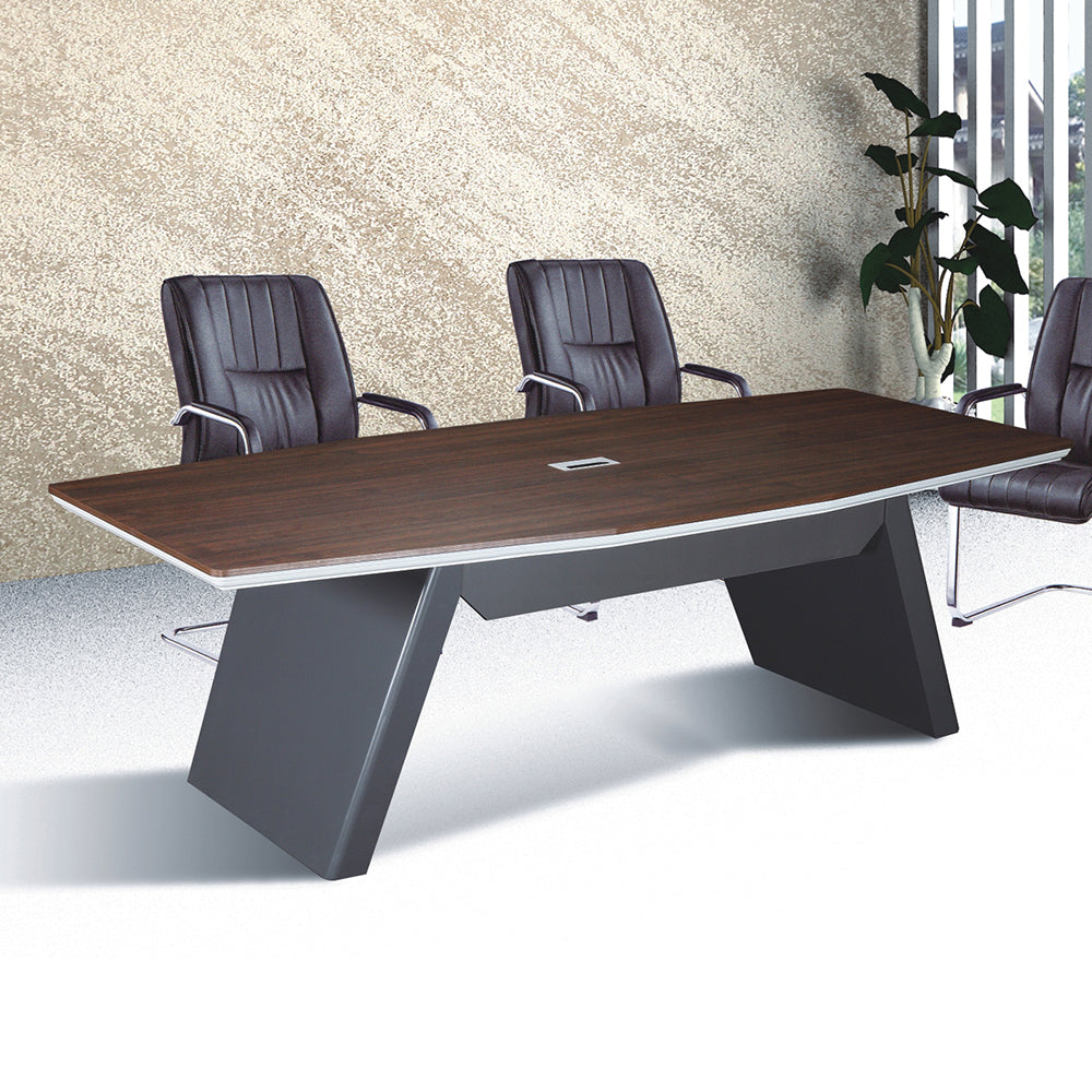 VOFFOV® Modern Boat Shaped Conference Table with Wood Base 220W x 100D CM
