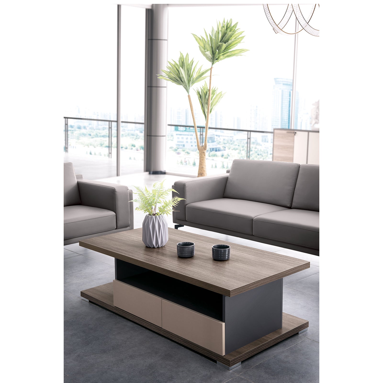 VOFFOV® 55 inch Wide Rectangle Coffee Table for Office Room